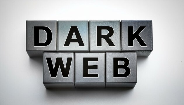 ダークウェブを意味する英単語のDARKWEBの文字が書かれた木製のキューブブロック。aiで生成	