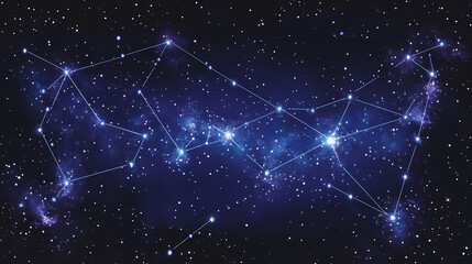 Dark periwinkle starfield, constellation capricorn, dark periwinkle, dark purple, dark violet. Constellation. Illustration