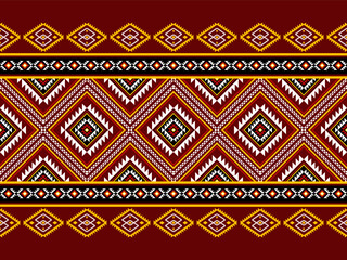 Geometric ethnic oriental seamless pattern traditional Design for background,carpet,wallpaper.clothing,wrapping,Batik fabric,Vector illustration.embroidery style - Sadu, sadou, sadow or sado