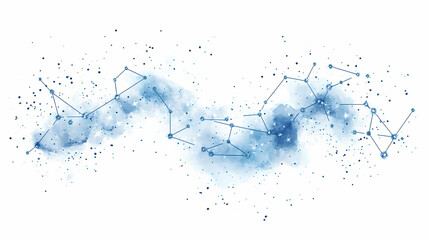 Display a constellation pattern with stars connected by lines, set against a white background to symbolize navigation, destiny, and the vastness of the universe. Constellation. Illustration