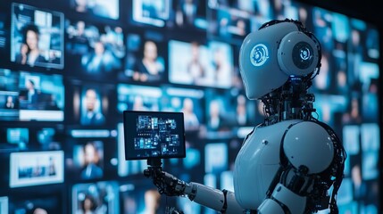 Fototapeta premium AI-Powered Virtual Assistant Enhancing Modern Business Productivity and Communication