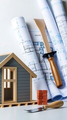 building house - bricks and project for construction industry