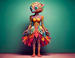 3D Creature Concept Art, Surreal Anthropomorphic Character, Whimsical Nature Fantasy Monster, Cute and Happy | AI Generated image