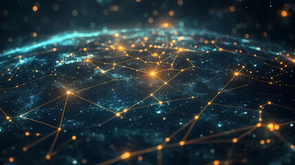 Obraz premium glowing constellation map with stars and constellations outlined in radiant light, set against a deep, dark night sky. Constellation. Illustration