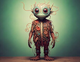 3D Creature Concept Art, Surreal Anthropomorphic Character, Whimsical Nature Fantasy Monster, Cute and Happy | AI Generated image