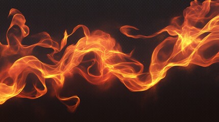 Fototapeta premium Abstract fiery orange and red flames on black background.
