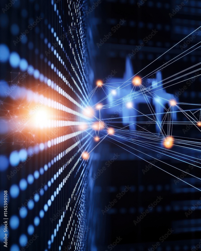 Poster dynamic global connections visualizing abstraction of data digital environment infographic perspecti