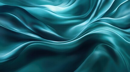 Fototapeta premium Teal Silk Fabric Draped in Soft Waves