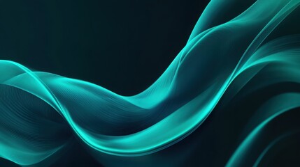 Abstract Teal Swirling Waves Dark Background