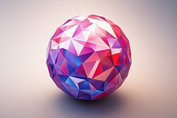Obraz premium Abstract low-poly sphere with pink, purple, and blue gradient.