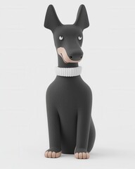 Adorable doberman pinscher toy studio 3d model minimalist design close-up playful concept for pets