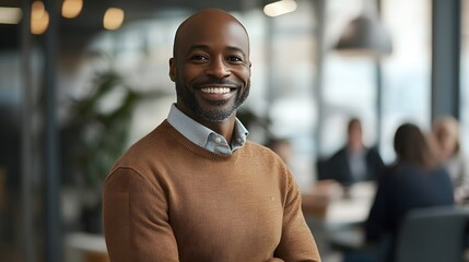 Naklejka premium Smiling executive standing in front AI generated illustration