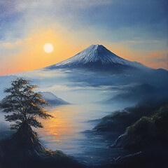 美しい山と初日の出