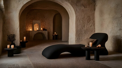 Interior design of a modern living room in a farmhouse or country style home. With its earthy hues, grey sofa, and wooden textures, this modern rustic lounge creates a warm and welcoming atmosphere.