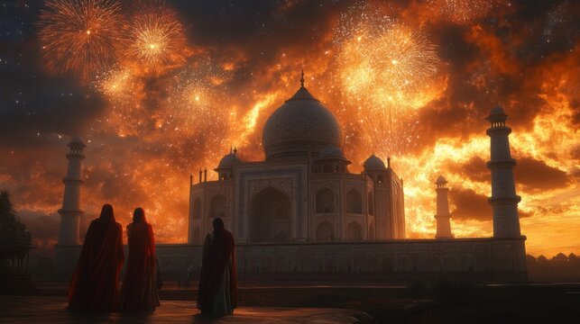 Taj Mahal Fireworks Night Spectacular Celebration