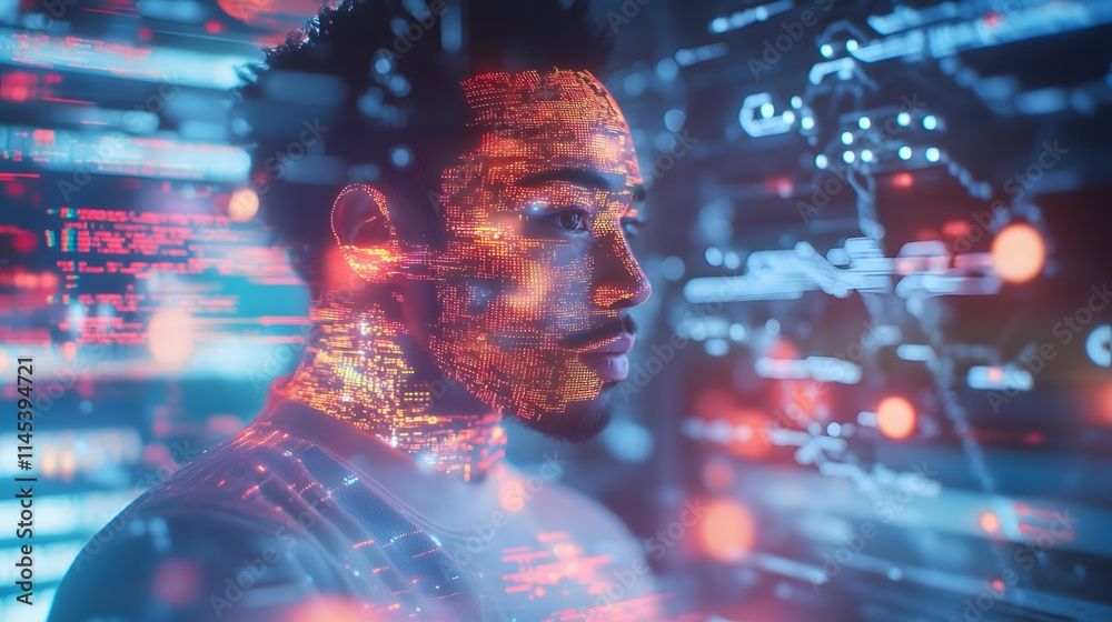 Poster software engineer testing code blurred ai generated illustration