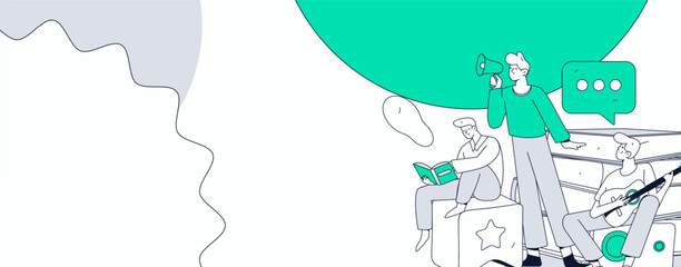 World Book Day Reading Character Flat Vector Concept Operation Hand Drawn Illustration
