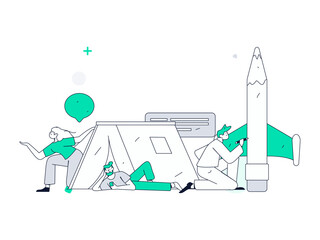 World Book Day Reading Character Flat Vector Concept Operation Hand Drawn Illustration
