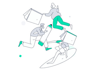 World Book Day Reading Character Flat Vector Concept Operation Hand Drawn Illustration
