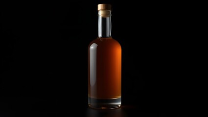 Blank honey bottle on dark black background, mockup.