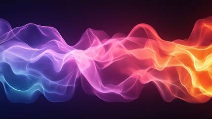 Obraz premium Dynamic colorful light waves flowing like ribbons digital art display abstract visualization vibrant environment artistic concept