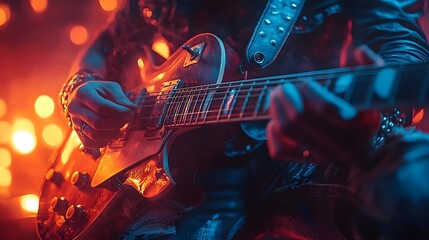 Obraz premium Stylish musician tuning a guitar AI generated illustration