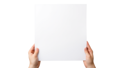Hand holding blank paper isolated on transparent background Remove png, Clipping Path, pen tool