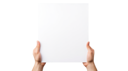 Hand holding blank paper isolated on transparent background Remove png, Clipping Path, pen tool
