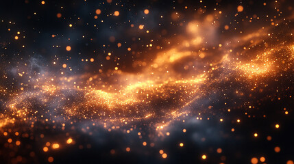 Sparks and embers soar against a black sky, illuminating the darkness with dynamic energy. The dazzling light evokes themes of chaos, transformation, and fleeting beauty in the night