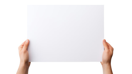 Hand holding blank paper isolated on transparent background Remove png, Clipping Path, pen tool