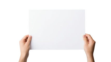 Hand holding blank paper isolated on transparent background Remove png, Clipping Path, pen tool