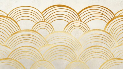3.Gold art deco pattern with gracefully overlapping arcs, designed to create a seamless, luxurious look; each arc is outlined in a soft, metallic gold, and arranged in a layered manner for a
