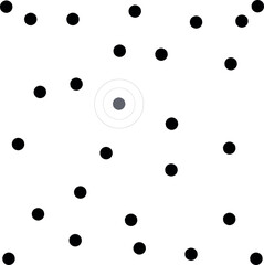 The screen is filled with large dots. Among these objects is a group of circles that look like a target.
