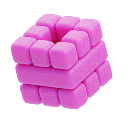 3D Plastic Resin Abstract Pink Stacked Blocks