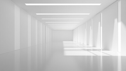 Obraz premium A Minimalist White Corridor: Architectural Design and Interior Space