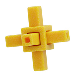 3D Plastic Resin Abstract Yellow Crossed Beams