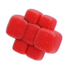 3D Plastic Resin Abstract Red Clustered Block