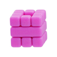 3D Plastic Resin Abstract Pink Stacked Blocks