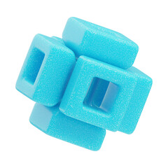 3D Plastic Resin Abstract Sky Blue Interlocked Cube