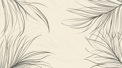 Obraz premium 28.Trendy linear illustrations of abstract palm leaves, each designed in a minimalist style with delicate, flowing lines; the collection is perfect for creating stylish boho logos, patterns, and