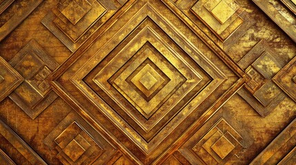 10.Seamless luxury art deco pattern with layered geometric frames in shimmering gold; the background features 3D styling, capturing the elegance of the Gatsby era with intricate shapes and a rich,