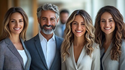 Group of professionals including a businessman and manager standing confidently and smiling on a transparent background