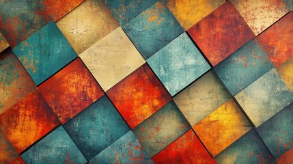 Fototapeta premium Abstract Geometric Pattern: A Symphony of Colors and Textures
