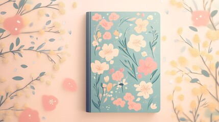 Floral Notebook Design with Pastel Flowers and Branches
