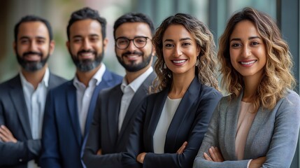 Fototapeta premium Group of professionals including men and women standing confidently and smiling on a transparent background
