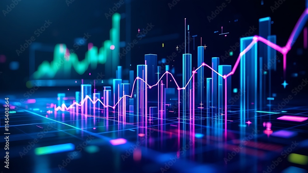 Wall mural e-commerce sales performance visualized with pulsating graphs showing growth trends, data analytics,