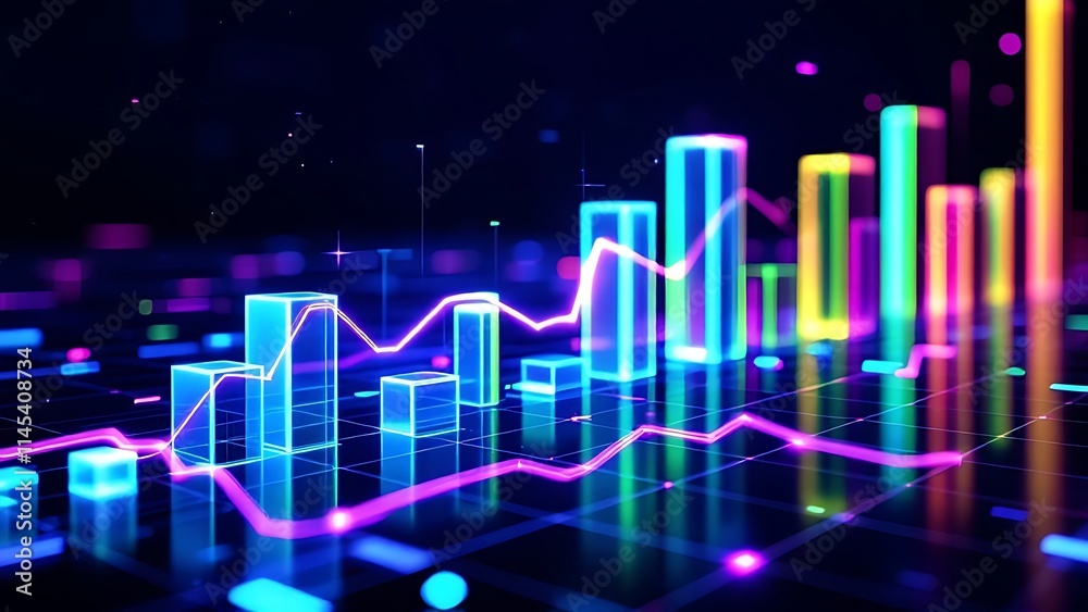 Wall mural e-commerce sales performance visualized with pulsating graphs showing growth trends, data analytics,