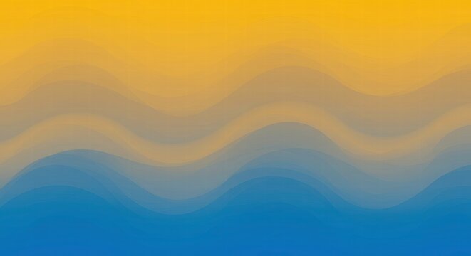 Abstract Watercolor Sunset Waves: A mesmerizing blend of blue and yellow hues in a dynamic abstract watercolor illustration. The waves evoke a sense of serenity and evoke the beauty of a sunset sky.