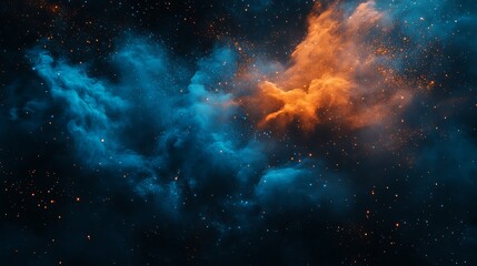 Fototapeta premium Celestial Nebula Blue Orange Cosmic Dust Clouds
