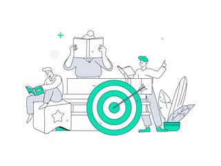 World Book Day Reading Character Flat Vector Concept Operation Hand Drawn Illustration
